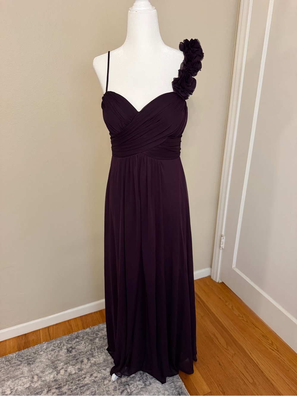 Cache One-Shoulder Deep Plum Gown